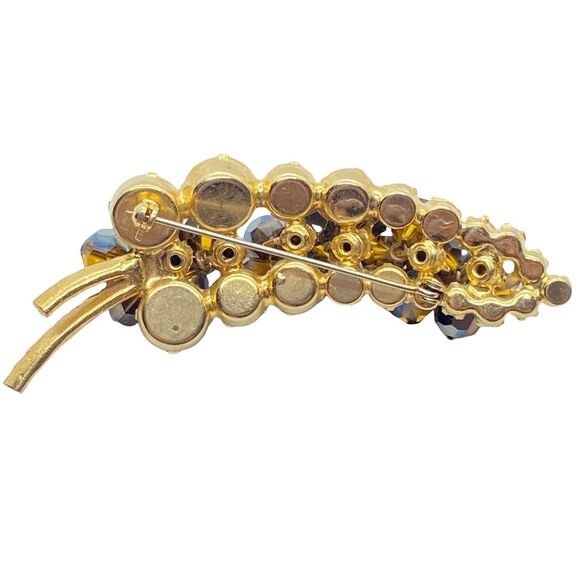 Juliana Leaf Brooch D&E DeLizza and Elster Topaz Brown, aurora borealis cha cha - Picture 8 of 16